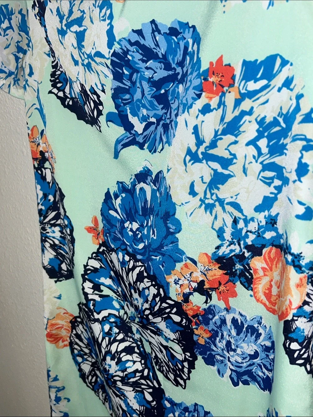 J. Crew Floral Mint Shift Dress Top - Blue & Coral Print Sz 2
